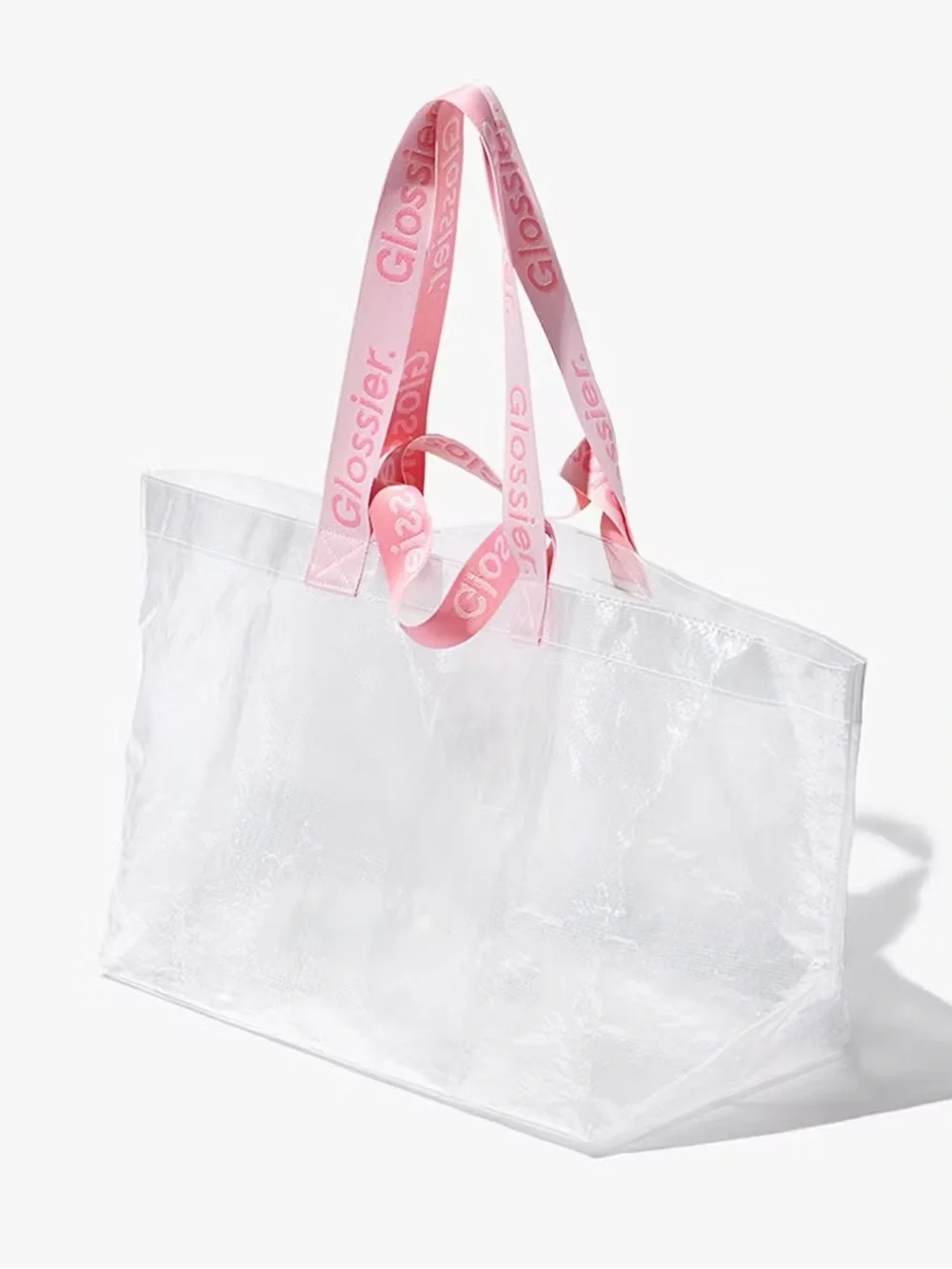 New Glossier Errand Bag Transparent Tote with Pink Straps Limited Edition